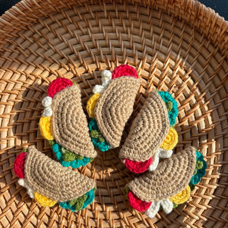 Crochet taco fridge magnet, Let's Taco About It by Looped Little Things