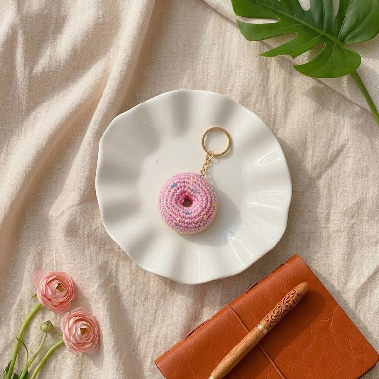 Crochet donut keychain, Donut Worry by Looped Little Things, view 2