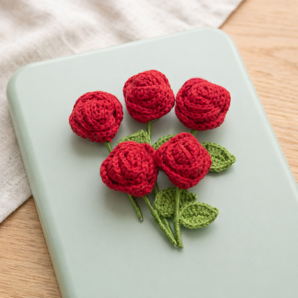 Crochet Rose Fridge Magnet — 'Granny Rose'
