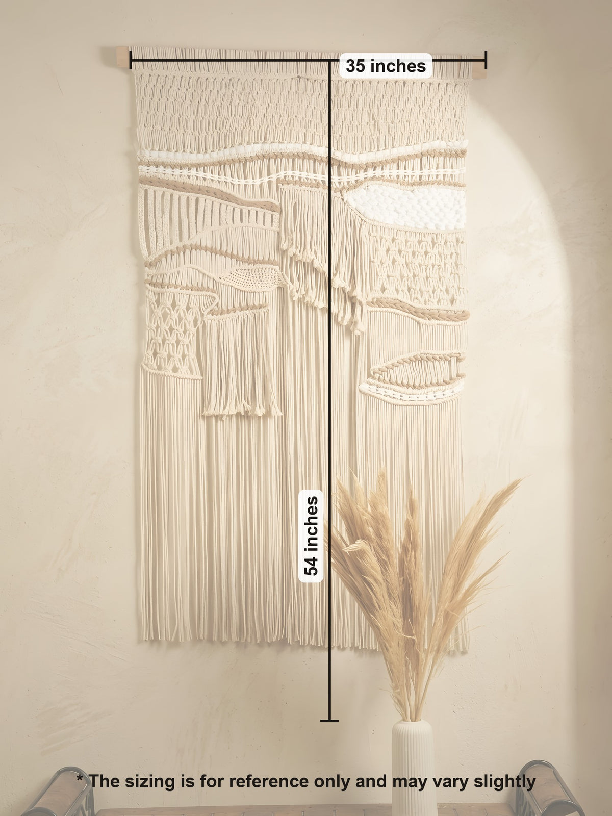 Macramé Wall Hanging 'Beach Please' by Looped Little Things, size guide
