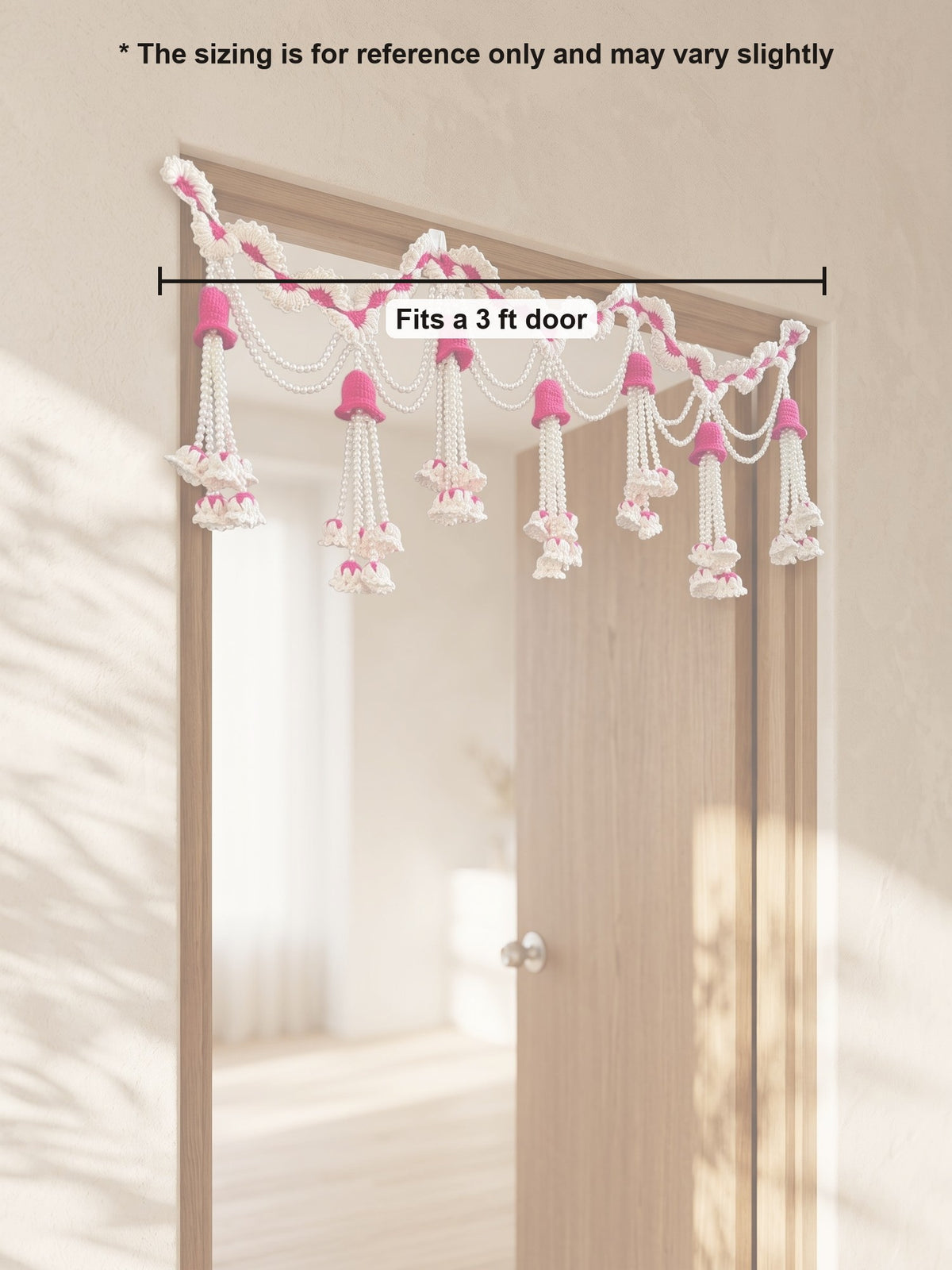 Macramé Toran Bells & Pearls by Looped Little Things, size guide