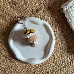 Handmade Crochet Mini Flower Bouquet Keychain — 'Bloom & Key'