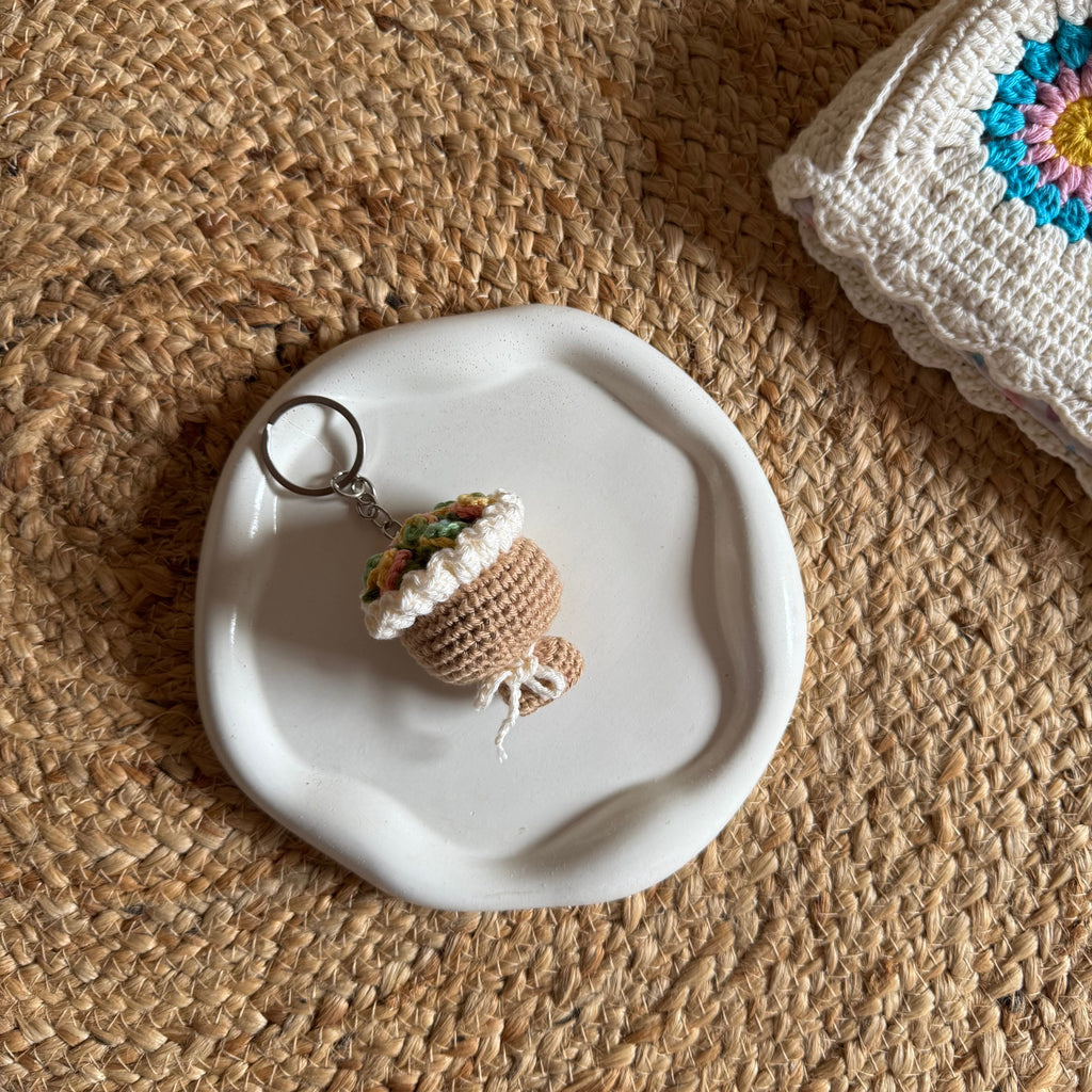 Handmade Crochet Mini Flower Bouquet Keychain — 'Bloom & Key'