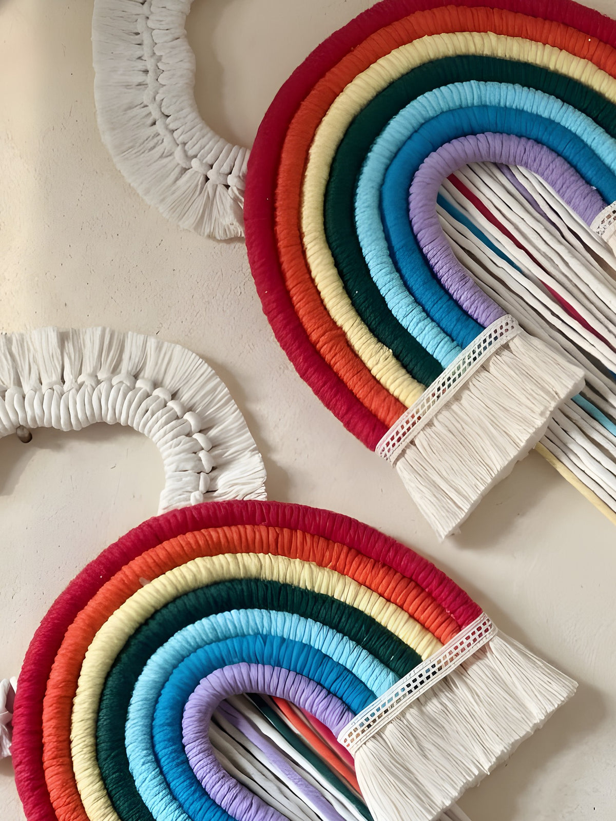 Macramé Wall Hanging 'Chasing Rainbows' by Looped Little Things, close-up