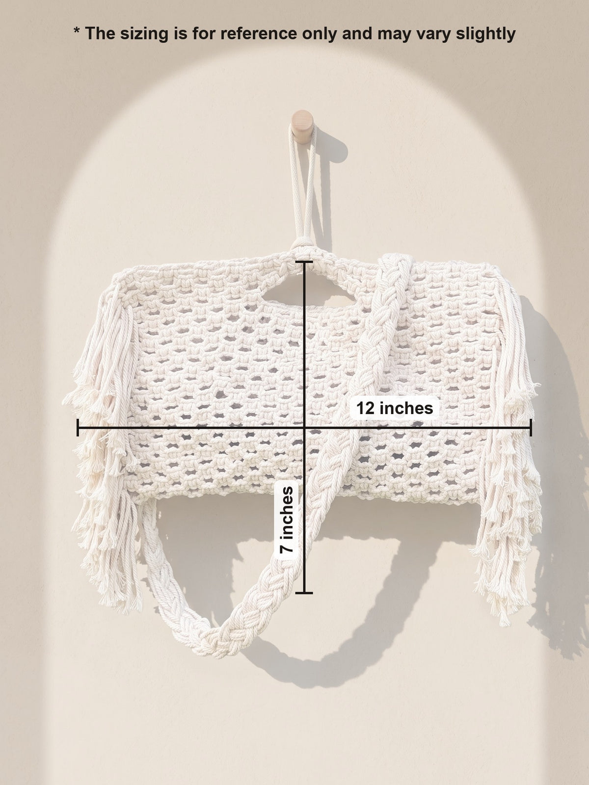 Macramé Clutch Clutch Me If You Can by Looped Little Things, size guide