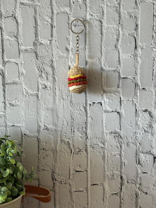 Crochet Burger Keychain — 'Well-Done'