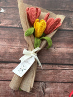 Crochet Coral & Sunshine Tulip Bouquet — 'Coral-ly Ever After'