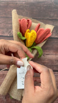 Crochet Coral & Sunshine Tulip Bouquet — 'Coral-ly Ever After'