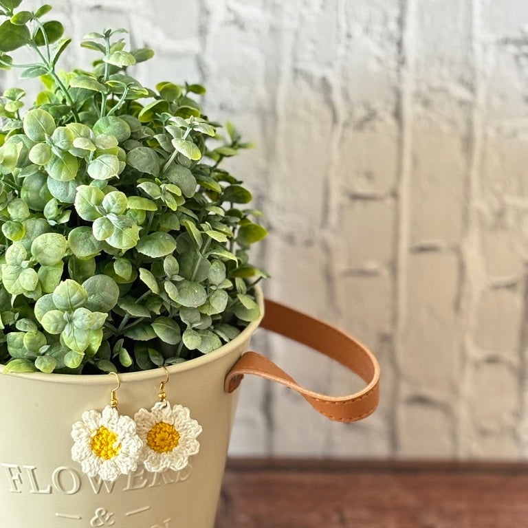 Handmade Crochet Daisy Earrings — 'Daisy Daze' by Looped Little Things, view 3