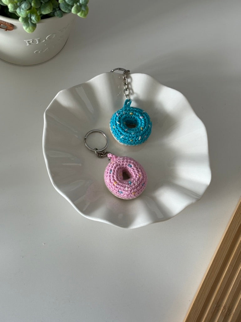 Handmade Crochet Donut Keychain — 'Donut Worry'