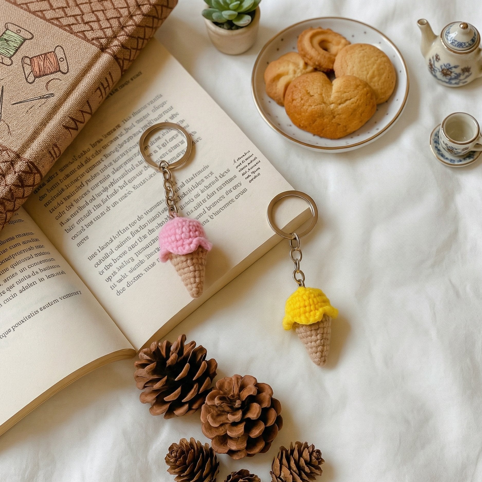 Crochet Ice Cream Cone Keychain — 'Cone-Gratz'