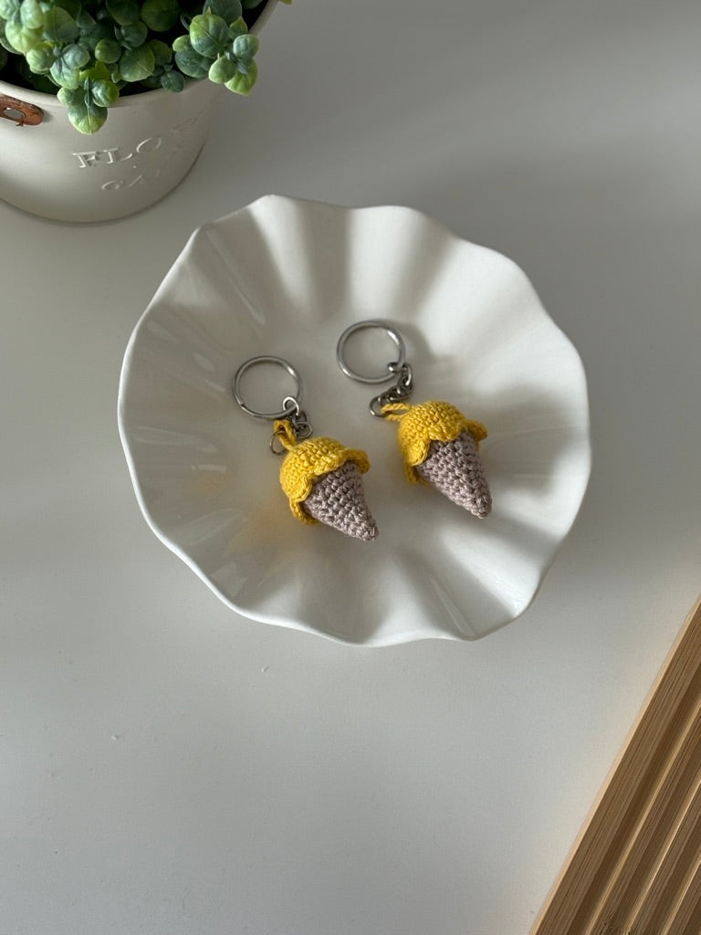 Crochet Ice Cream Cone Keychain — 'Cone-Gratz'