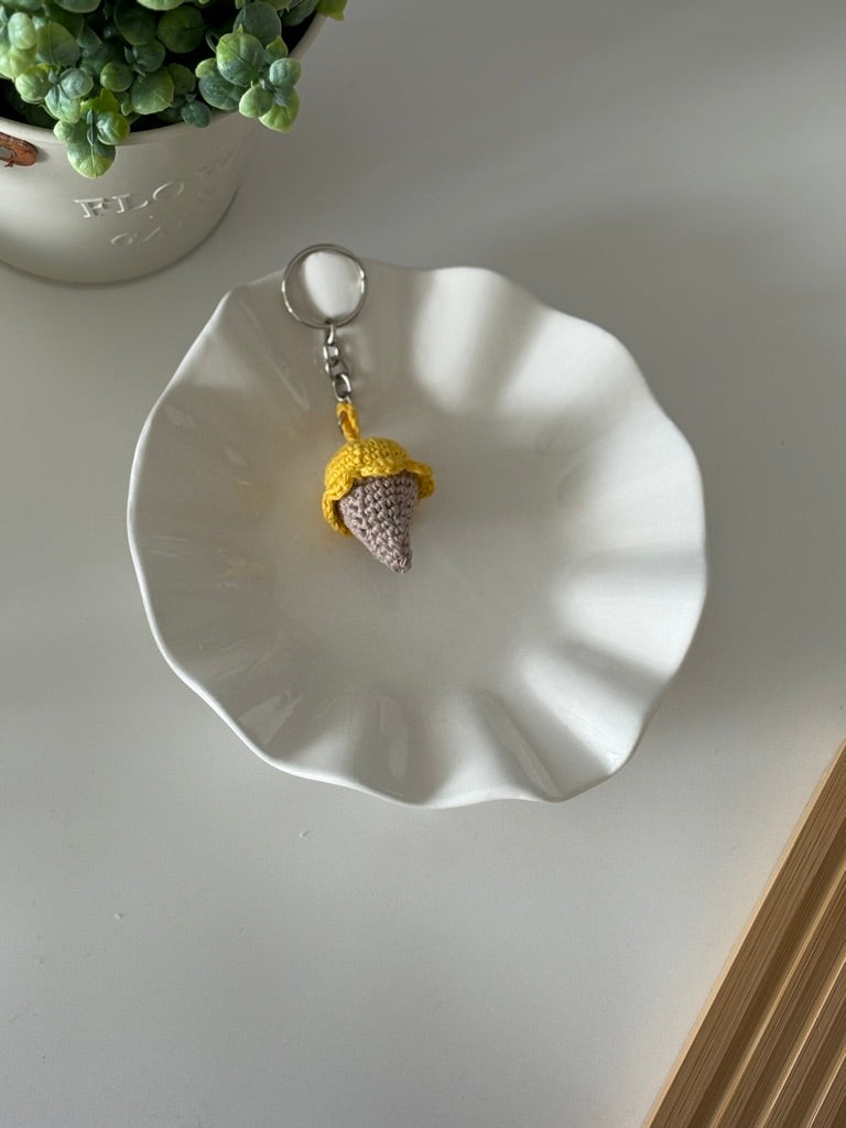 Crochet Ice Cream Cone Keychain — 'Cone-Gratz'