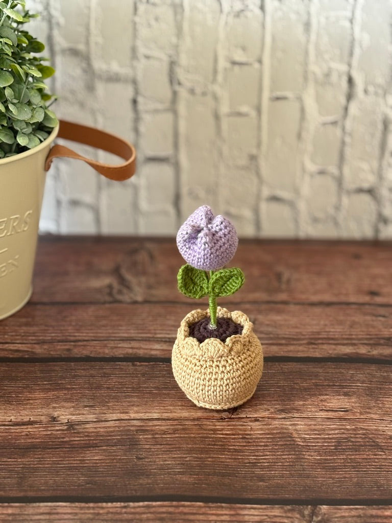 Crochet Purple Tulip in Pot