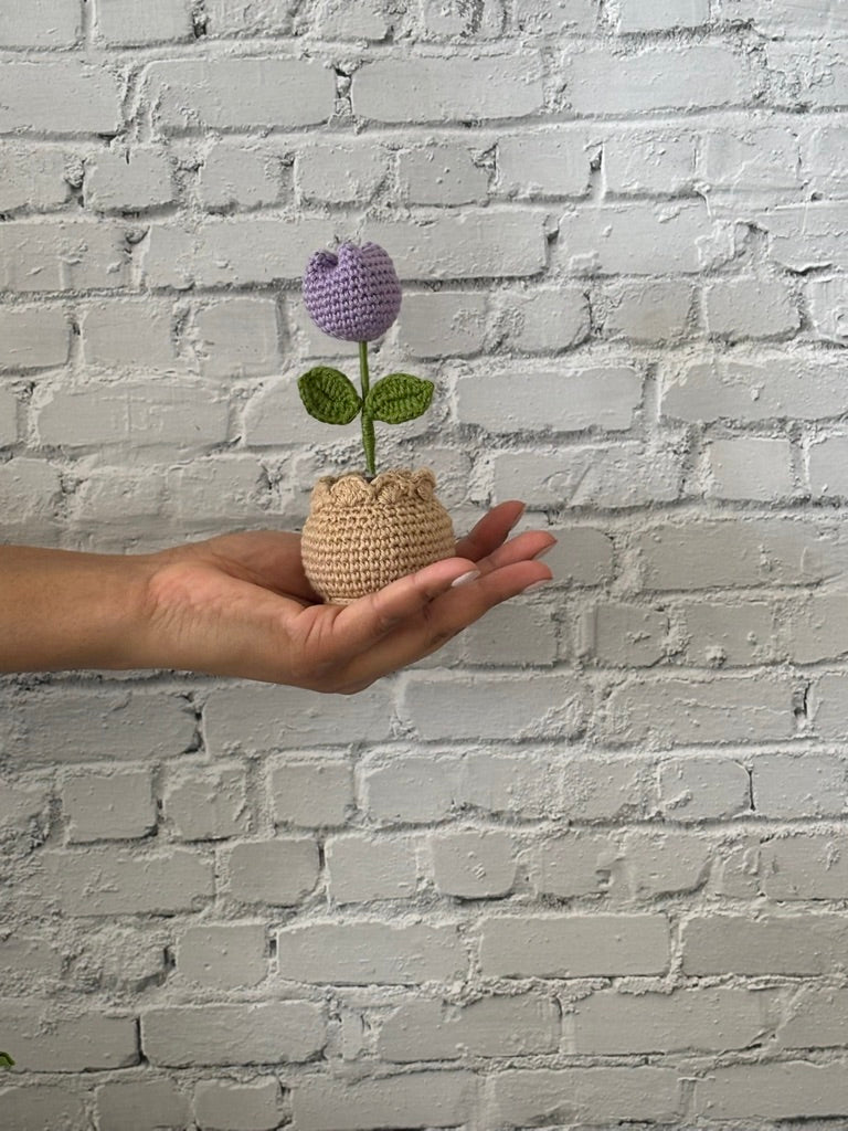 Crochet Purple Tulip in Pot