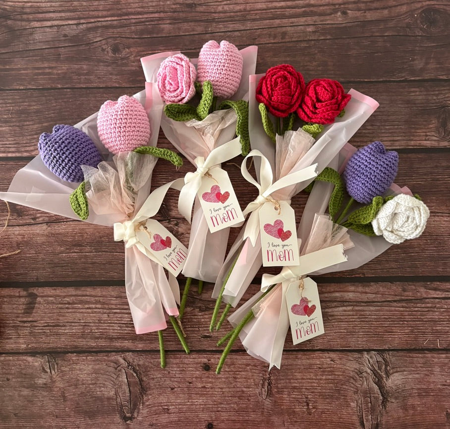 Crochet Mini 2-Stem Flower Bouquet — Twice as Nice