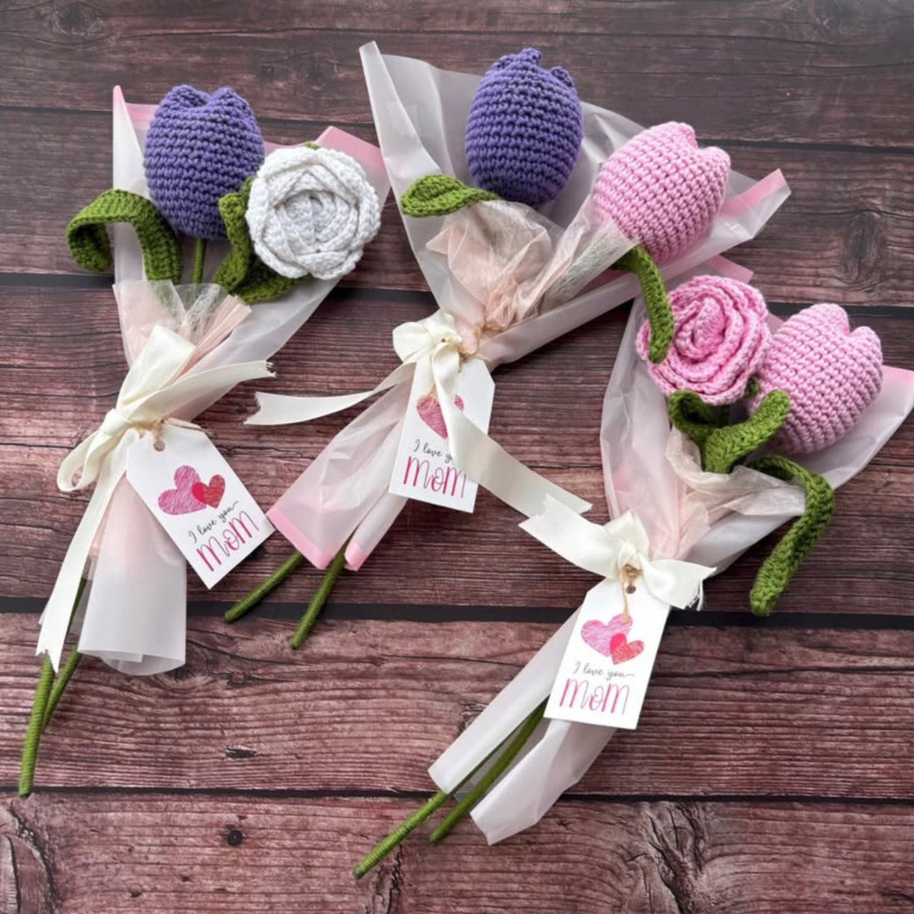 Crochet Mini 2-Stem Flower Bouquet — Twice as Nice