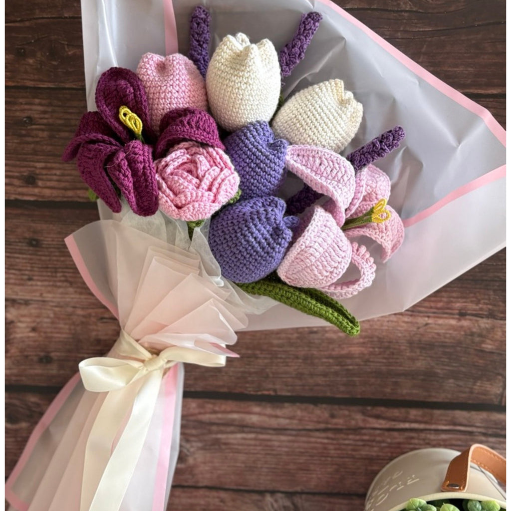 Handmade Crochet Lily, Rose & Tulip Bouquet — 'Yarn, Actually'