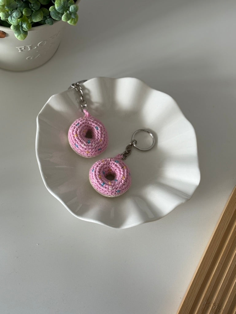 Handmade Crochet Donut Keychain — 'Donut Worry'