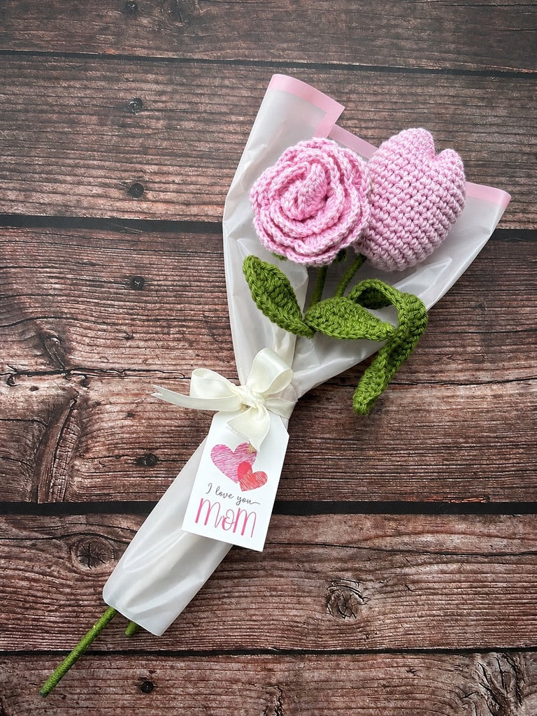 Crochet Mini 2-Stem Flower Bouquet — Twice as Nice