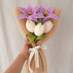 Crochet Purple Lily & White Tulip Bouquet — Lilac & Easy