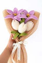 Crochet Purple Lily & White Tulip Bouquet — Lilac & Easy