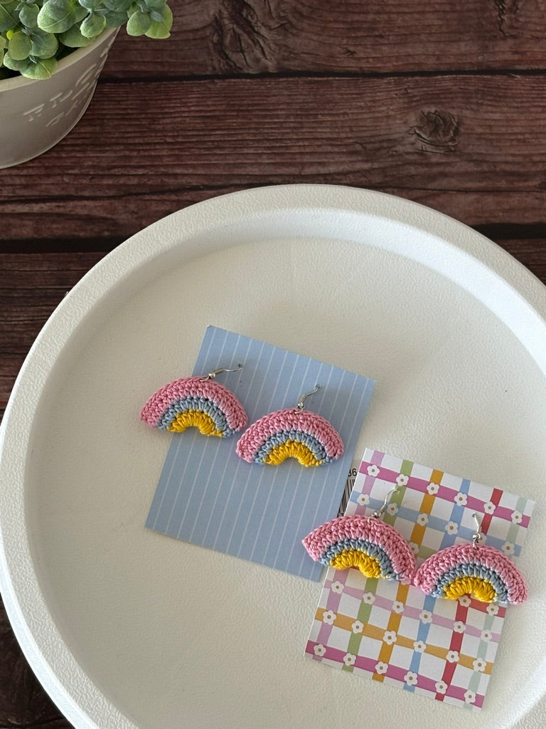 Handmade Crochet Rainbow Earrings — 'Little Rainbows'
