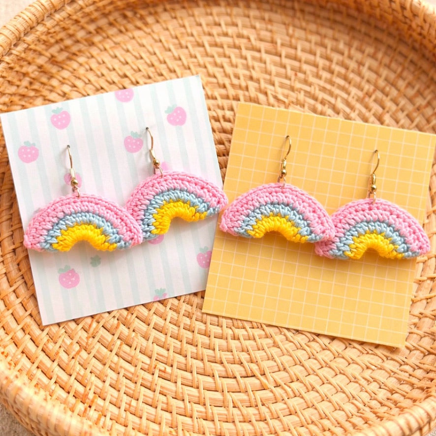 Handmade Crochet Rainbow Earrings — 'Little Rainbows'