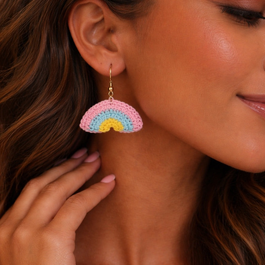 Handmade Crochet Rainbow Earrings — 'Little Rainbows'