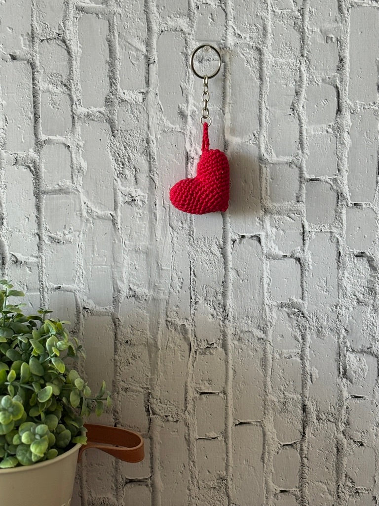 Crochet Heart Keychain — 'Heart-to-Get'