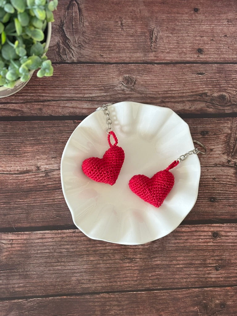 Crochet Heart Keychain — 'Heart-to-Get'