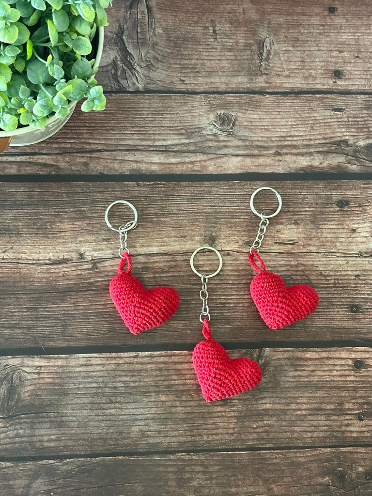 Crochet Heart Keychain — 'Heart-to-Get'