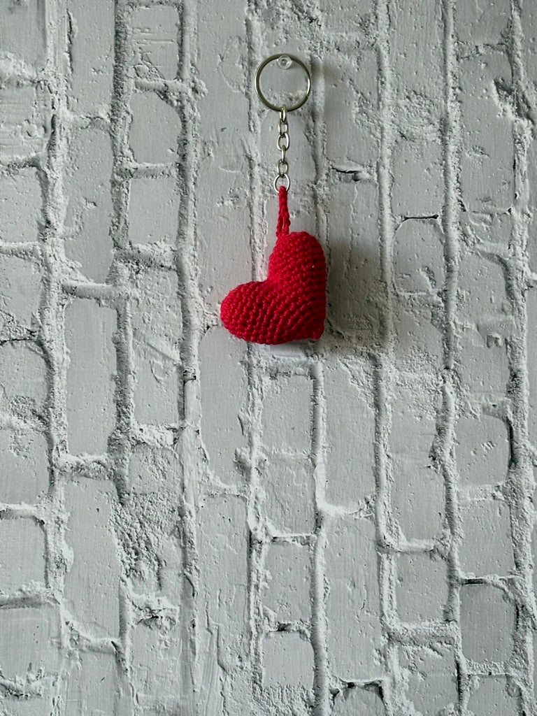 Crochet Heart Keychain — 'Heart-to-Get'