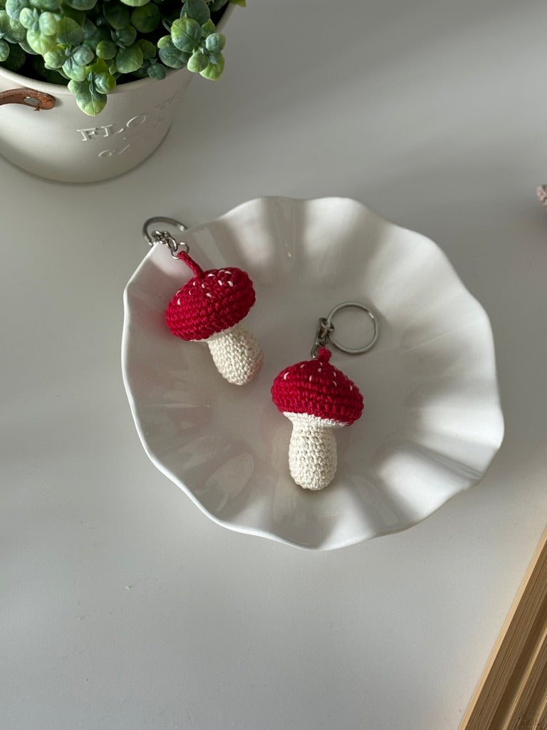 Crochet Mushroom Keychain — 'Mush-Roomie'