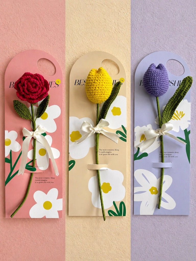 Crochet Single Stem Flower Gift Card Set — Stalk of the Town