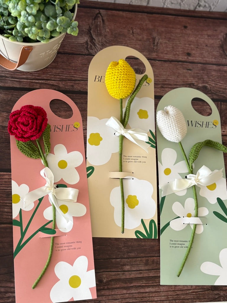 Crochet Single Stem Flower Gift Card Set — Stalk of the Town