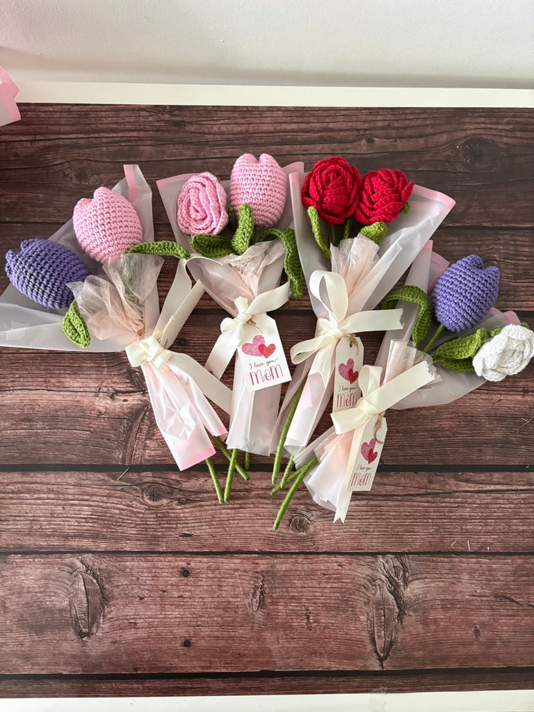 Crochet Mini 2-Stem Flower Bouquet — Twice as Nice