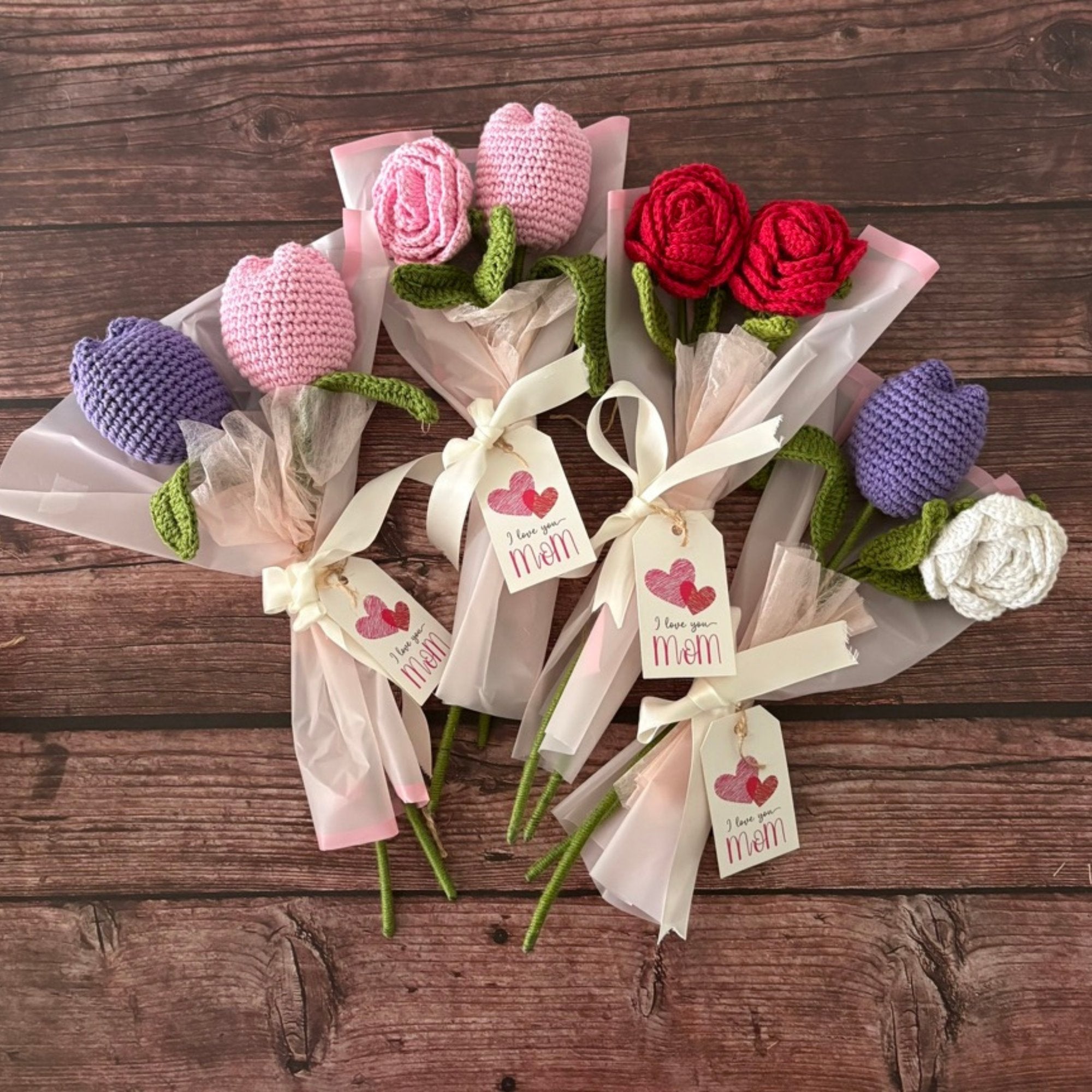 Crochet Mini 2-Stem Flower Bouquet — Twice as Nice