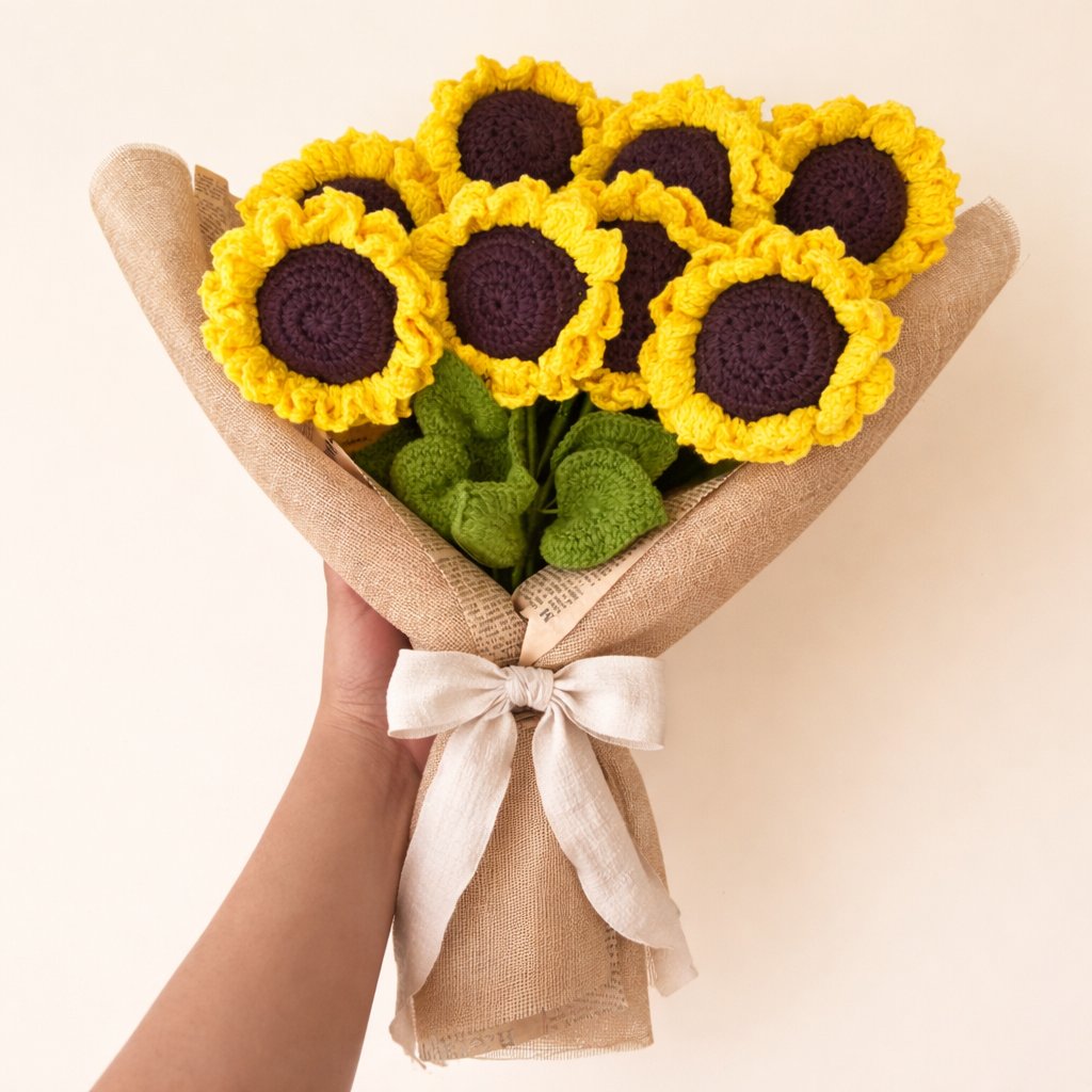 Handmade Crochet Sunflower Bouquet — 'Sunny Side'