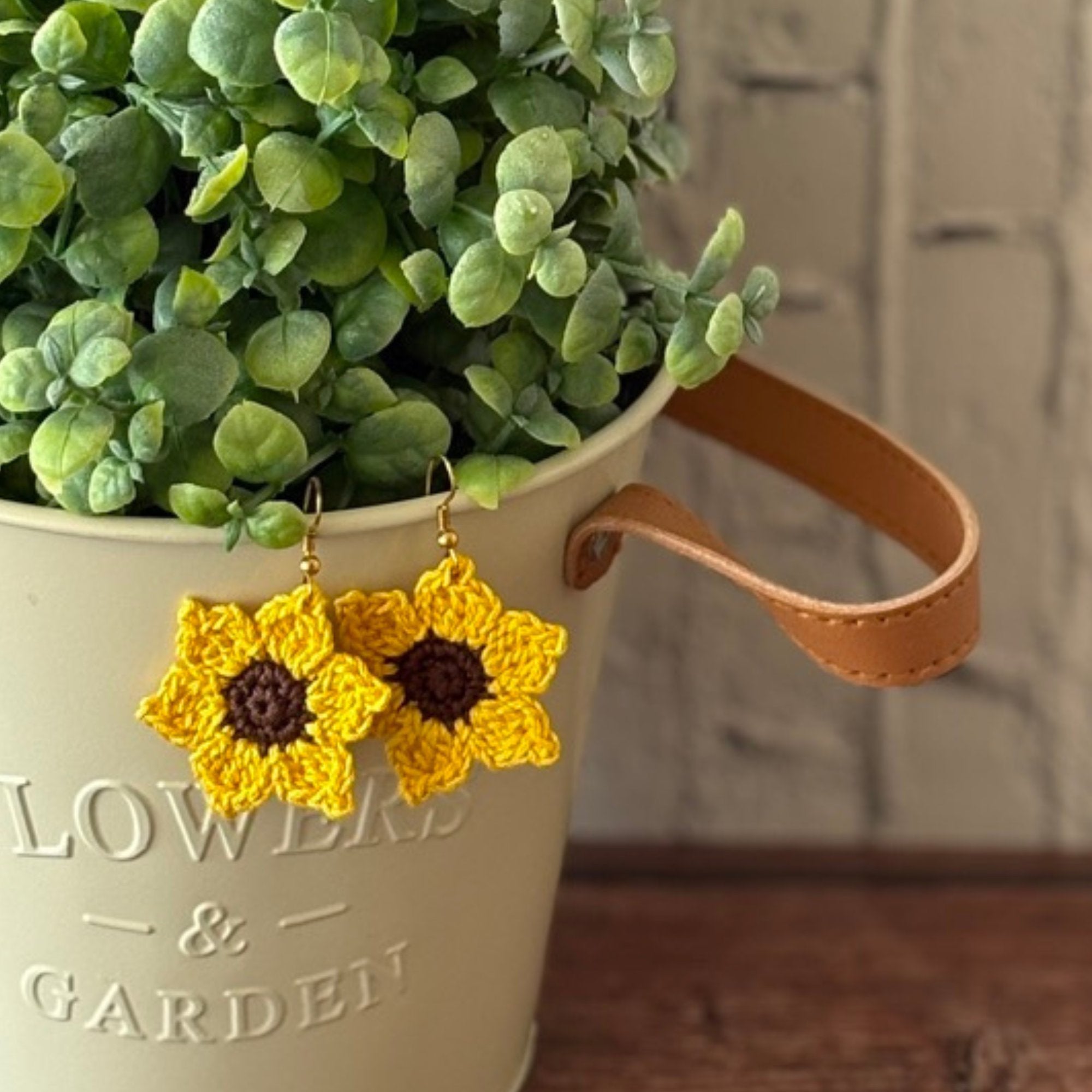 Handmade Crochet Sunflower Earrings — 'Sunny Drops'