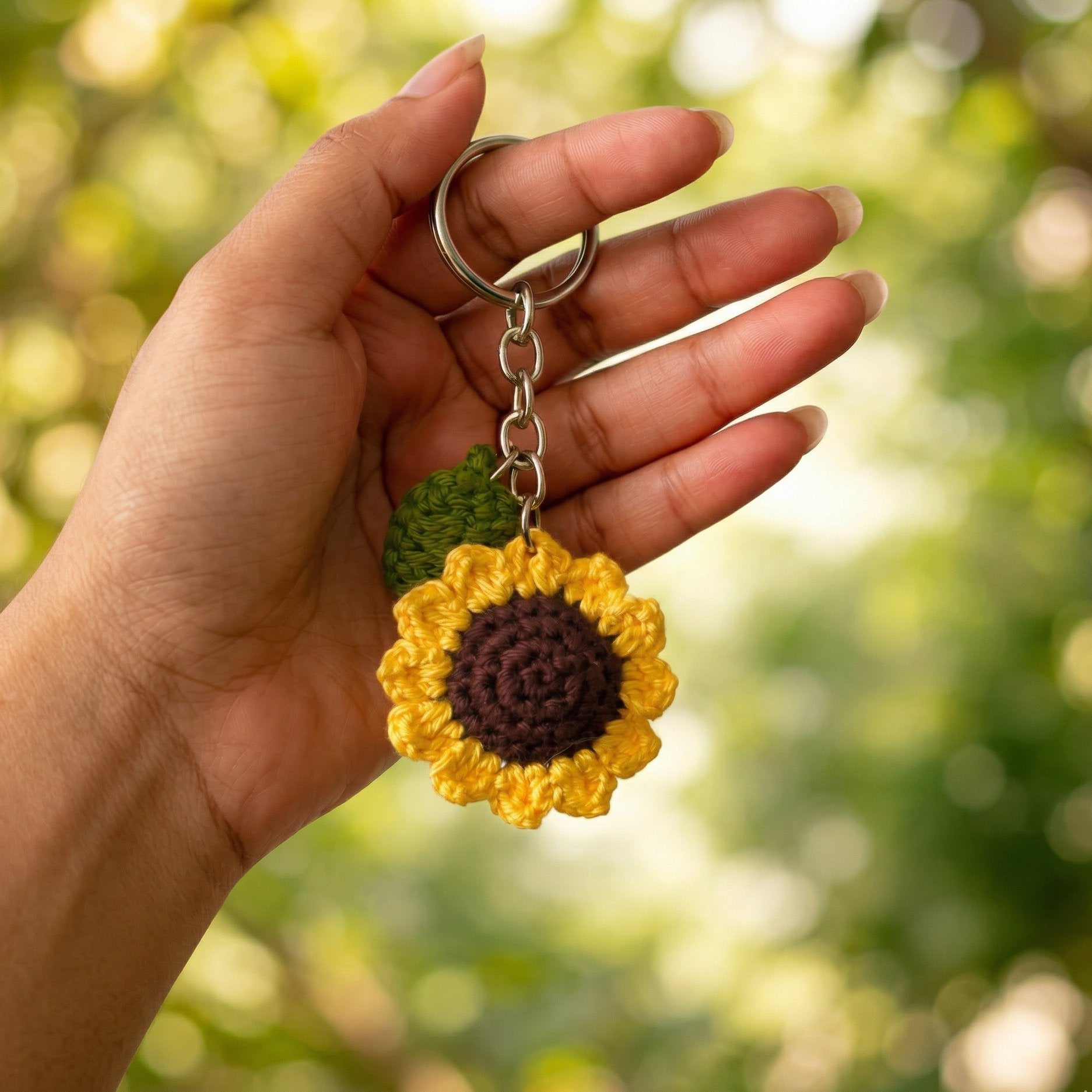 Crochet Sunflower Keychain — 'You're the Key to My Sunshine'