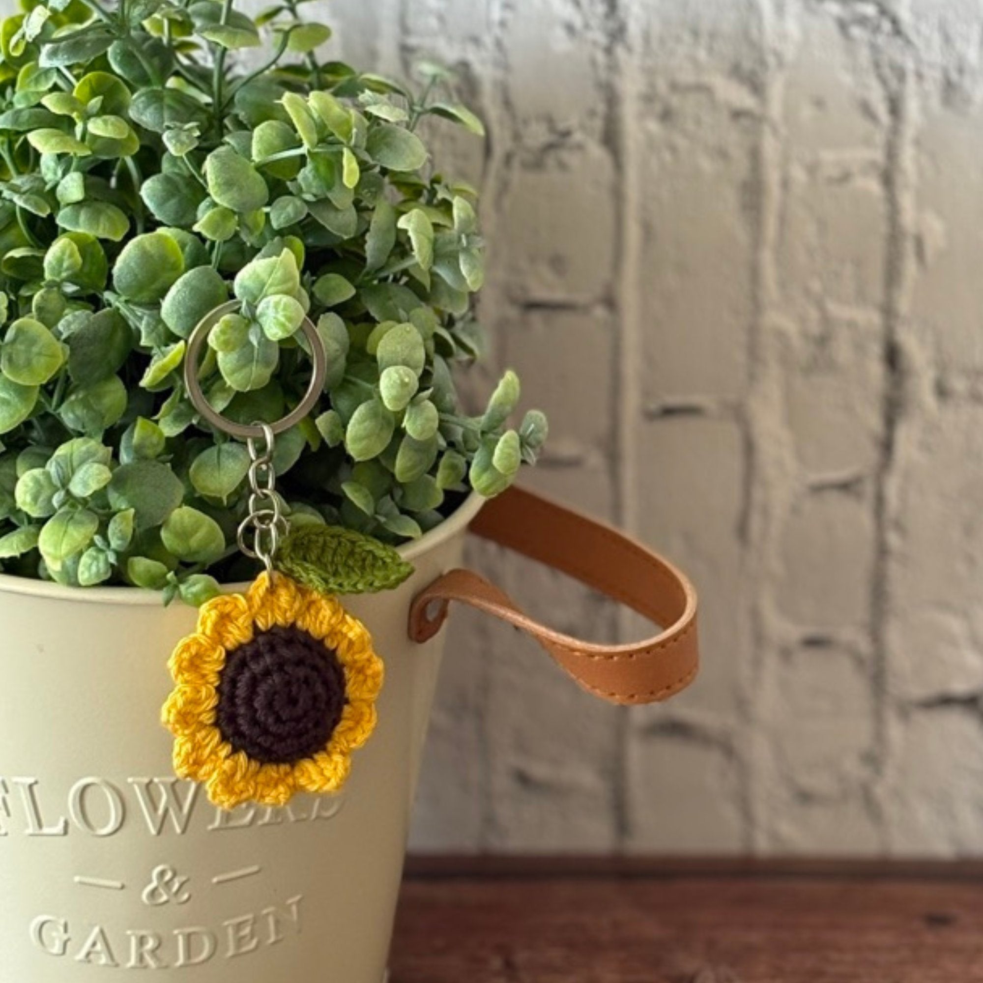 Crochet Sunflower Keychain — 'You're the Key to My Sunshine'