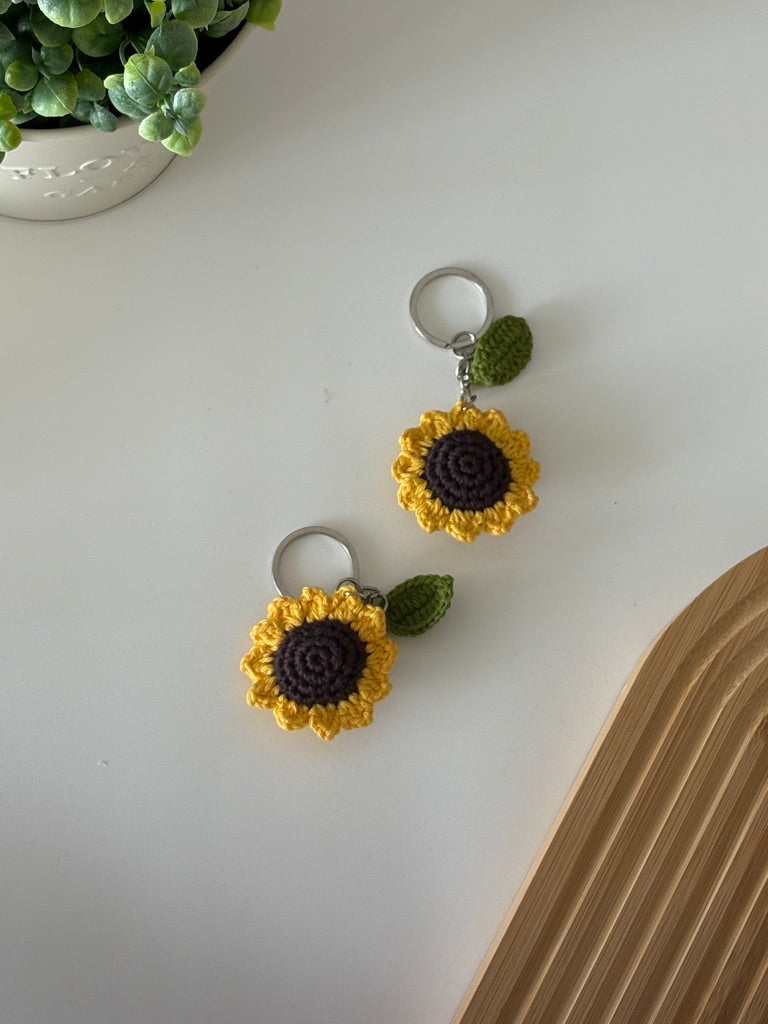 Crochet Sunflower Keychain — 'You're the Key to My Sunshine'