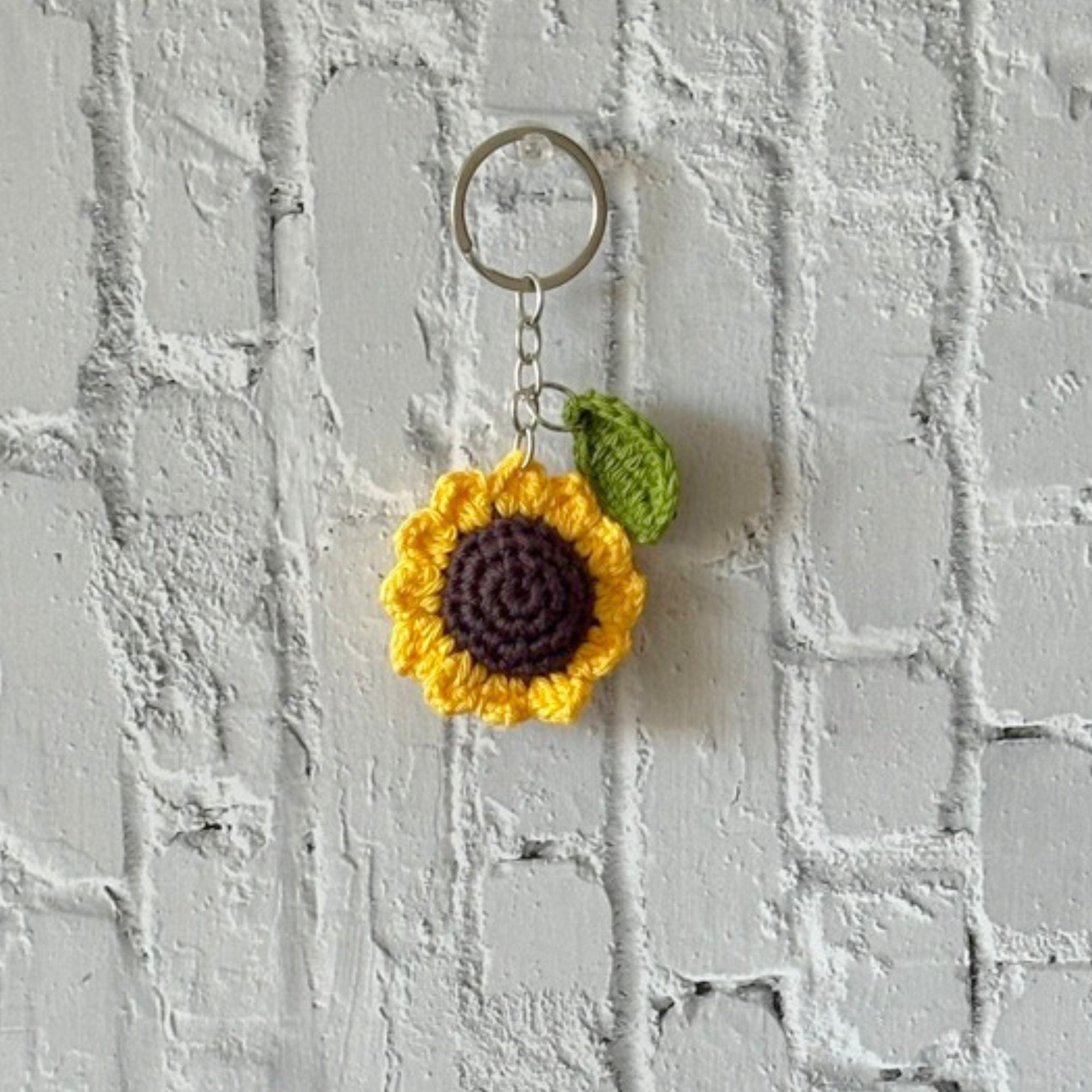 Crochet Sunflower Keychain — 'You're the Key to My Sunshine'