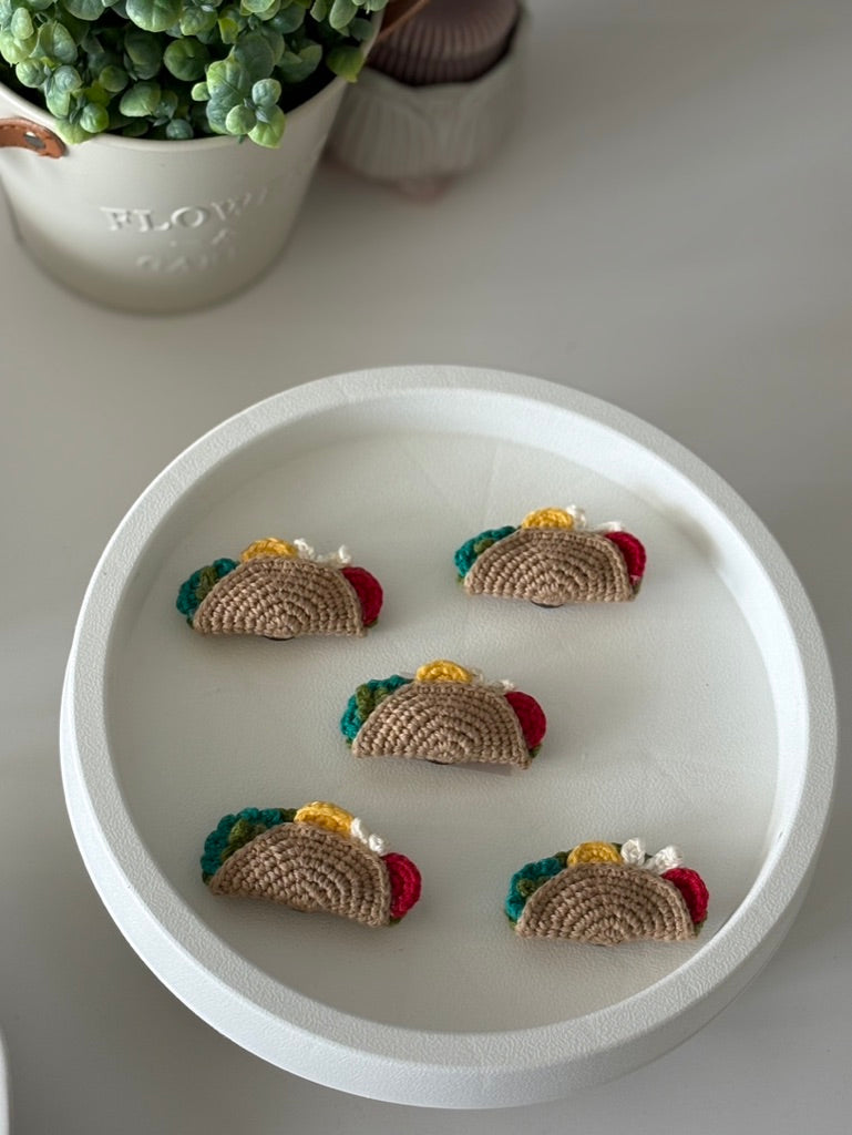 Crochet Taco Fridge Magnet — 'Let's Taco About It'