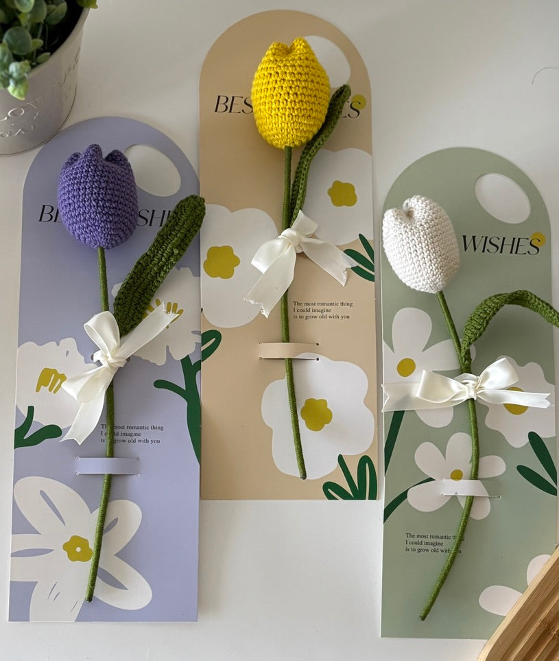 Crochet Single Stem Flower Gift Card Set — Stalk of the Town