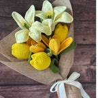 Crochet White Calla Lily & Yellow Tulip Bouquet — Golden Hour