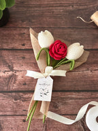 Crochet Red Rose & White Tulip Bouquet — Rose to the Occasion