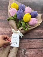 Crochet Pink, Purple & Yellow Tulip Bouquet — Happy-Go-Tulip