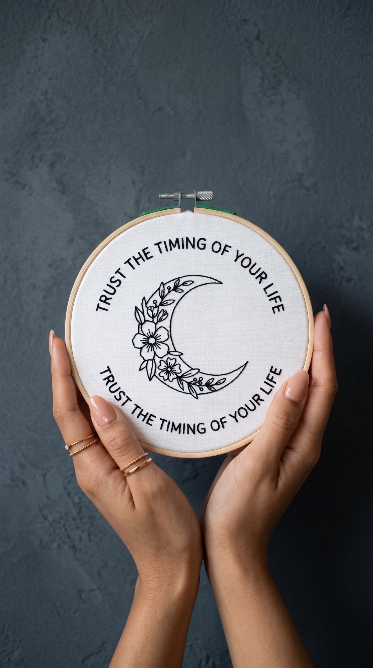 Embroidery Hoop 'Right on Time' by Looped Little Things
